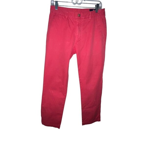 VINEYARD VINES Varsity Red Garment Dyed Slim Fit Breaker Cotton Pants Size 30x32 - Picture 1 of 10